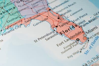 Map of Florida with cities