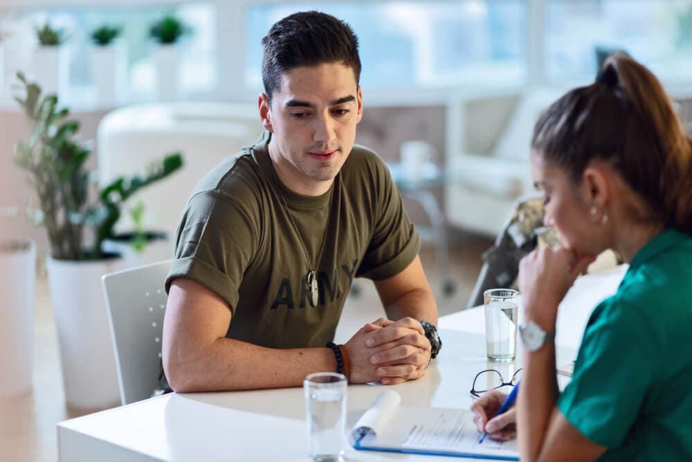 Veteran receiving counseling for PTSD